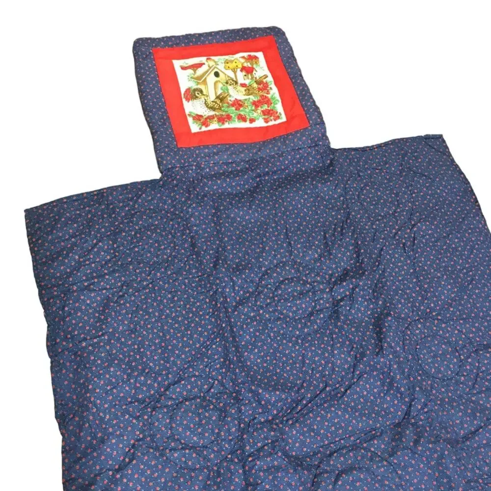 VTG HANDMADE Pillow Quilt Combo Birds Florals Apples Farmhouse Cottagecore